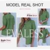imageEVALESS Womens Button Down Shirts Cute Short Puff Sleeve V Neck Tops Spring Summer Blouses for Women Dressy CasualGrass Green