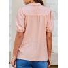 imageEVALESS Womens Button Down Shirts Cute Short Puff Sleeve V Neck Tops Spring Summer Blouses for Women Dressy CasualLight Pink