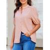 imageEVALESS Womens Button Down Shirts Cute Short Puff Sleeve V Neck Tops Spring Summer Blouses for Women Dressy CasualLight Pink