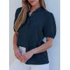 imageEVALESS Womens Button Down Shirts Cute Short Puff Sleeve V Neck Tops Spring Summer Blouses for Women Dressy CasualNavy Blue