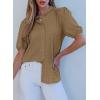 imageEVALESS Womens Button Down Shirts Cute Short Puff Sleeve V Neck Tops Spring Summer Blouses for Women Dressy CasualSmoke Gray