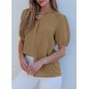 imageEVALESS Womens Button Down Shirts Cute Short Puff Sleeve V Neck Tops Spring Summer Blouses for Women Dressy CasualSmoke Gray