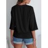 imageEVALESS Womens Summer Tops Trendy Dressy Casual 34 Sleeve Loose Solid Textured Tunic Tops Blouses Oversized T ShirtsBlack