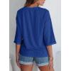 imageEVALESS Womens Summer Tops Trendy Dressy Casual 34 Sleeve Loose Solid Textured Tunic Tops Blouses Oversized T ShirtsBluing