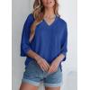 imageEVALESS Womens Summer Tops Trendy Dressy Casual 34 Sleeve Loose Solid Textured Tunic Tops Blouses Oversized T ShirtsBluing