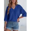 imageEVALESS Womens Summer Tops Trendy Dressy Casual 34 Sleeve Loose Solid Textured Tunic Tops Blouses Oversized T ShirtsBluing