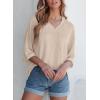 imageEVALESS Womens Summer Tops Trendy Dressy Casual 34 Sleeve Loose Solid Textured Tunic Tops Blouses Oversized T ShirtsCamel
