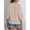 imageEVALESS Womens Summer Tops Trendy Dressy Casual 34 Sleeve Loose Solid Textured Tunic Tops Blouses Oversized T ShirtsCamel