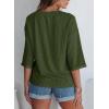 imageEVALESS Womens Summer Tops Trendy Dressy Casual 34 Sleeve Loose Solid Textured Tunic Tops Blouses Oversized T ShirtsJungle Green