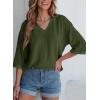 imageEVALESS Womens Summer Tops Trendy Dressy Casual 34 Sleeve Loose Solid Textured Tunic Tops Blouses Oversized T ShirtsJungle Green