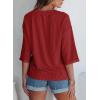 imageEVALESS Womens Summer Tops Trendy Dressy Casual 34 Sleeve Loose Solid Textured Tunic Tops Blouses Oversized T ShirtsRed