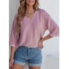 imageEVALESS Womens Summer Tops Trendy Dressy Casual 34 Sleeve Loose Solid Textured Tunic Tops Blouses Oversized T ShirtsValerian