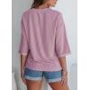 imageEVALESS Womens Summer Tops Trendy Dressy Casual 34 Sleeve Loose Solid Textured Tunic Tops Blouses Oversized T ShirtsValerian