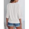 imageEVALESS Womens Summer Tops Trendy Dressy Casual 34 Sleeve Loose Solid Textured Tunic Tops Blouses Oversized T ShirtsWhite