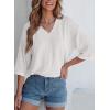 imageEVALESS Womens Summer Tops Trendy Dressy Casual 34 Sleeve Loose Solid Textured Tunic Tops Blouses Oversized T ShirtsWhite