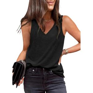imageEVALESS Tank Tops for Women 2025 Spring Summer Outfits Cute Polka Dots Sleeveless Tops Loose Fit Shirts00 Solid Black