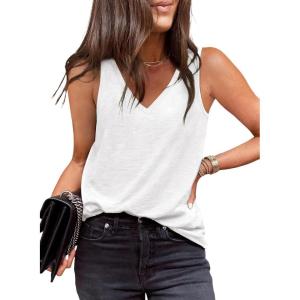 imageEVALESS Tank Tops for Women 2025 Spring Summer Outfits Cute Polka Dots Sleeveless Tops Loose Fit Shirts00 Solid White