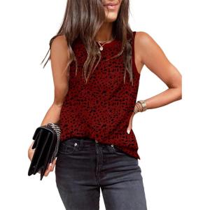 imageEVALESS Tank Tops for Women 2025 Spring Summer Outfits Cute Polka Dots Sleeveless Tops Loose Fit ShirtsD Red Dahlia