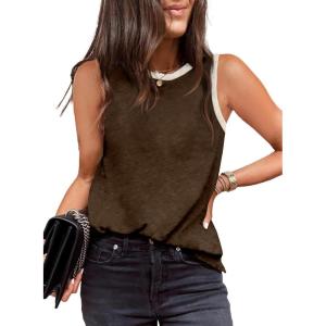 imageEVALESS Tank Tops for Women 2025 Spring Summer Outfits Cute Polka Dots Sleeveless Tops Loose Fit ShirtsF Desert Palm