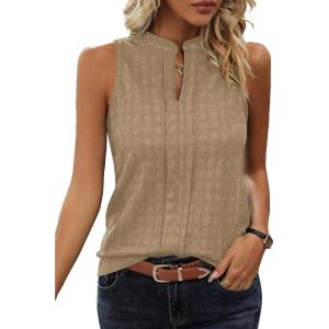 imageEVALESS Tank Tops for Women Trendy 2025 Summer Tops Sleeveless ShirtsLight French Beige