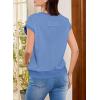 imageEVALESS Cap Sleeve Tops for Women Summer Tank Tops Basic Tee Shirts Casual 2024 Fashion Clothes OutfitsSky Blue