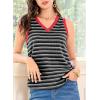imageEVALESS Casual V Neck Tank Top for Women 2025 Spring Summer Tops Striped Tank Tops Sleeveless Tops Beach Vacation ClothesBlack Stripe