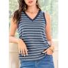 imageEVALESS Casual V Neck Tank Top for Women 2025 Spring Summer Tops Striped Tank Tops Sleeveless Tops Beach Vacation ClothesBlue Stripe