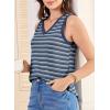 imageEVALESS Casual V Neck Tank Top for Women 2025 Spring Summer Tops Striped Tank Tops Sleeveless Tops Beach Vacation ClothesBlue Stripe