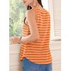 imageEVALESS Casual V Neck Tank Top for Women 2025 Spring Summer Tops Striped Tank Tops Sleeveless Tops Beach Vacation ClothesOrange Stripe