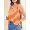 imageEVALESS Casual V Neck Tank Top for Women 2025 Spring Summer Tops Striped Tank Tops Sleeveless Tops Beach Vacation ClothesOrange Stripe