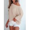 imageEVALESS Sexy Off The Shoulder Tops for Women 34 Length Sleeve Womens Tops Spring Summer 2025 Boat Neck One Shoulder ShirtsApricot