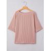 imageEVALESS Sexy Off The Shoulder Tops for Women 34 Length Sleeve Womens Tops Spring Summer 2025 Boat Neck One Shoulder ShirtsApricot Pink