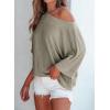imageEVALESS Sexy Off The Shoulder Tops for Women 34 Length Sleeve Womens Tops Spring Summer 2025 Boat Neck One Shoulder ShirtsGray