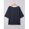 imageEVALESS Sexy Off The Shoulder Tops for Women 34 Length Sleeve Womens Tops Spring Summer 2025 Boat Neck One Shoulder ShirtsNavy Blue