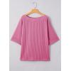 imageEVALESS Sexy Off The Shoulder Tops for Women 34 Length Sleeve Womens Tops Spring Summer 2025 Boat Neck One Shoulder ShirtsRose Red