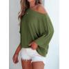 imageEVALESS Sexy Off The Shoulder Tops for Women 34 Length Sleeve Womens Tops Spring Summer 2025 Boat Neck One Shoulder ShirtsZ Vineyard Green