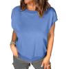 imageEVALESS Cap Sleeve Tops for Women Summer Tank Tops Basic Tee Shirts Casual 2024 Fashion Clothes OutfitsSky Blue