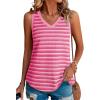 imageEVALESS Casual V Neck Tank Top for Women 2025 Spring Summer Tops Striped Tank Tops Sleeveless Tops Beach Vacation ClothesRose Stripe
