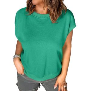 imageEVALESS Cap Sleeve Tops for Women Summer Tank Tops Basic Tee Shirts Casual 2024 Fashion Clothes OutfitsLight Green