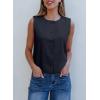 imageEVALESS Vest for Women 2025 Button Down Sleeveless Blazer Suit Vest Cropped Waistcoat Spring Summer Casual OutfitsNavy Blue