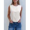 imageEVALESS Vest for Women 2025 Button Down Sleeveless Blazer Suit Vest Cropped Waistcoat Spring Summer Casual OutfitsWhite