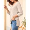 imageEVALESS Womens 34 Length Sleeve Waffle Knit Tops Casual Summer Trendy Off The Shoulder T Shirts Loose Fit V Neck Tunic TopsApricot