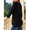 imageEVALESS Womens 34 Length Sleeve Waffle Knit Tops Casual Summer Trendy Off The Shoulder T Shirts Loose Fit V Neck Tunic TopsBlack
