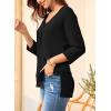 imageEVALESS Womens 34 Length Sleeve Waffle Knit Tops Casual Summer Trendy Off The Shoulder T Shirts Loose Fit V Neck Tunic TopsBlack