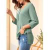 imageEVALESS Womens 34 Length Sleeve Waffle Knit Tops Casual Summer Trendy Off The Shoulder T Shirts Loose Fit V Neck Tunic TopsGreen