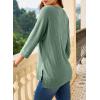 imageEVALESS Womens 34 Length Sleeve Waffle Knit Tops Casual Summer Trendy Off The Shoulder T Shirts Loose Fit V Neck Tunic TopsGreen