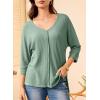 imageEVALESS Womens 34 Length Sleeve Waffle Knit Tops Casual Summer Trendy Off The Shoulder T Shirts Loose Fit V Neck Tunic TopsGreen