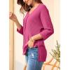 imageEVALESS Womens 34 Length Sleeve Waffle Knit Tops Casual Summer Trendy Off The Shoulder T Shirts Loose Fit V Neck Tunic TopsRose Red
