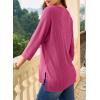 imageEVALESS Womens 34 Length Sleeve Waffle Knit Tops Casual Summer Trendy Off The Shoulder T Shirts Loose Fit V Neck Tunic TopsRose Red