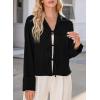 imageEVALESS Womens Blouses Cute Long Sleeve Bow Tie Front Shirts Going Out Tops Spring Summer Outfits Trendy 2025Black